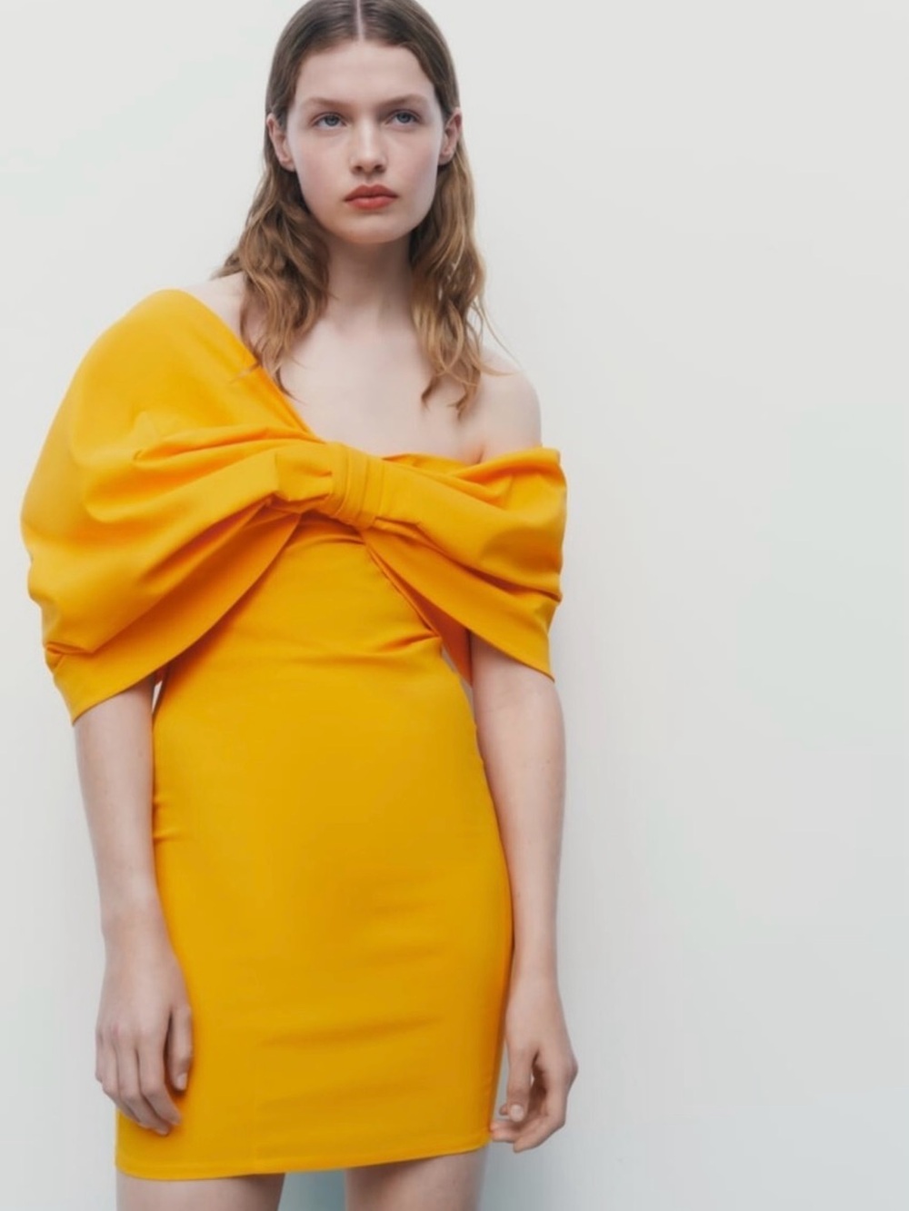 ZARA VOLUMINOUS BOW MINI DRESS